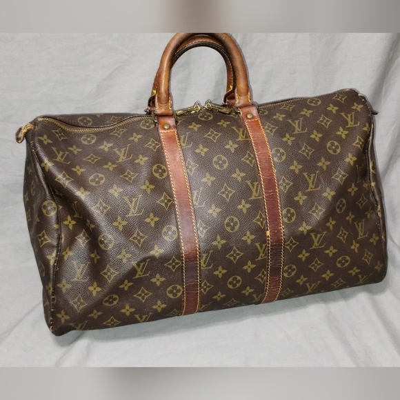 LOUIS VUITTON BROWN MONOGRAM LV BOSTON BAG SATCHEL LARGE BAG ~AUTHENTIC - Picture 1 of 16
